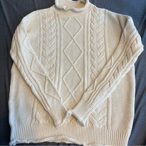 Fisherman y2k cable knit rolled neck sweater large